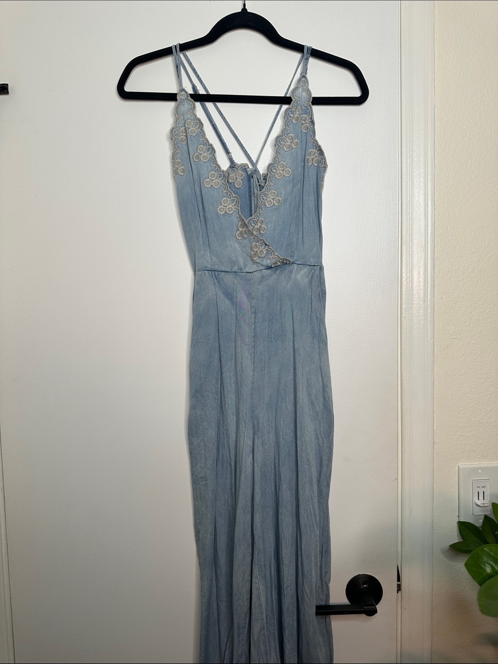 Lost + Wander Powder Blue Lace-Trim Maxi Dress
